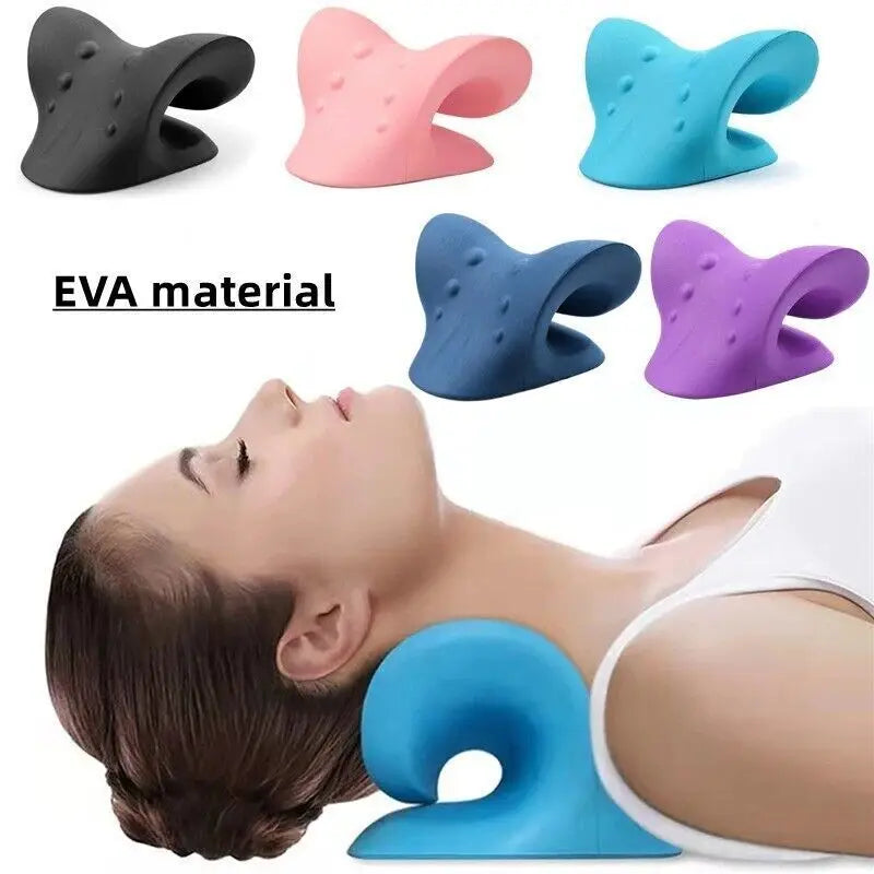 Neck and Shoulder Relaxer Corrector Vertebra Massager Cloud Pillow Cervical Stretcher Acupressure Point Relief Pain Traction