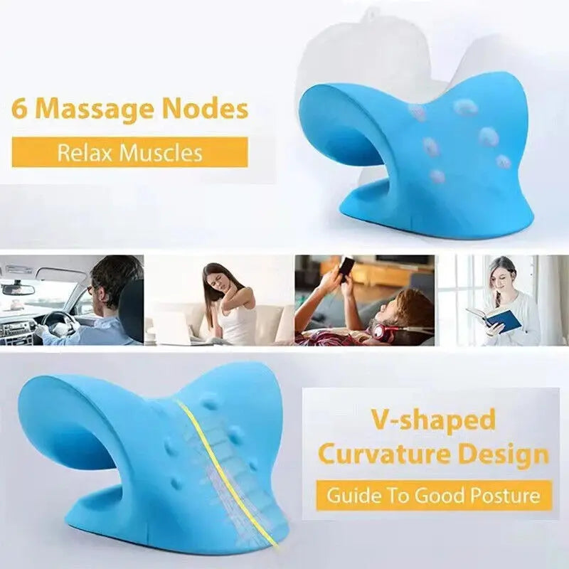 Neck and Shoulder Relaxer Corrector Vertebra Massager Cloud Pillow Cervical Stretcher Acupressure Point Relief Pain Traction