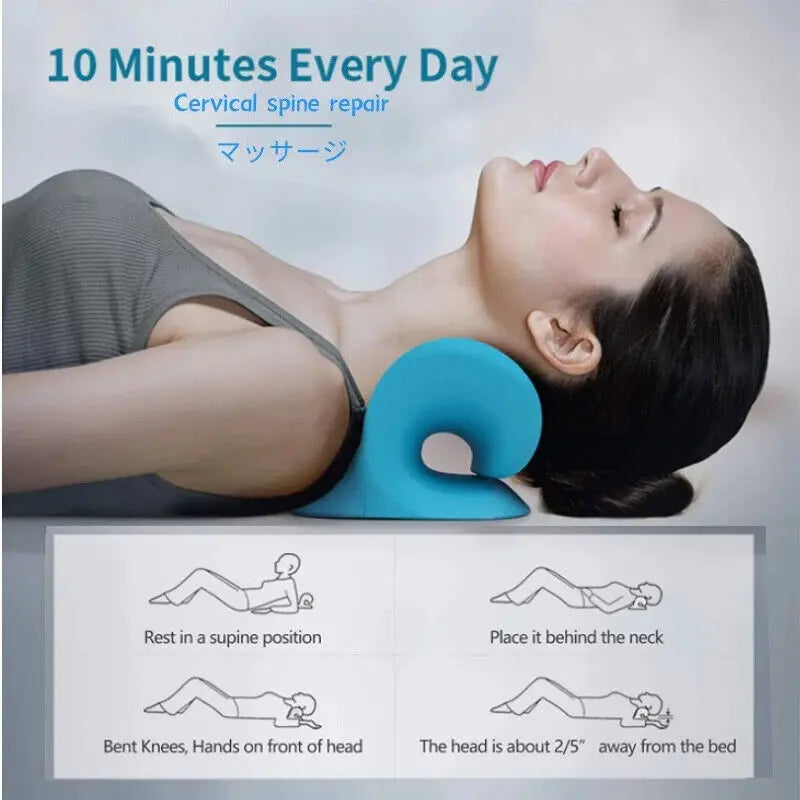 Neck and Shoulder Relaxer Corrector Vertebra Massager Cloud Pillow Cervical Stretcher Acupressure Point Relief Pain Traction